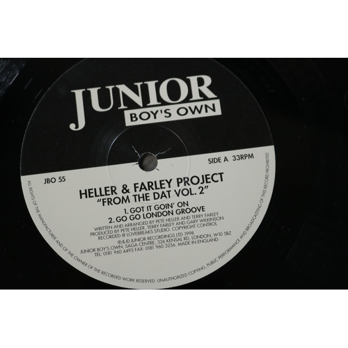 73 - Collection of Four Junior Boys Own Vinyl. Includes JBO55, Heller and Farley Project, vinyl looks unp... 