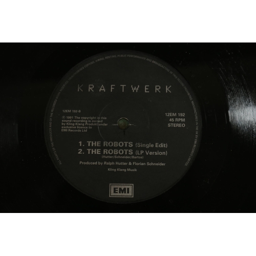 76 - Kraftwerk, Electric Cafe, EMI 1001, fair to good used condition. Kraftwerk,  Computer World, EMC 337... 