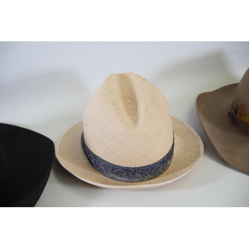 92 - A Collection of 3 Hats including Akubra, Panama Made in England and 1 Other