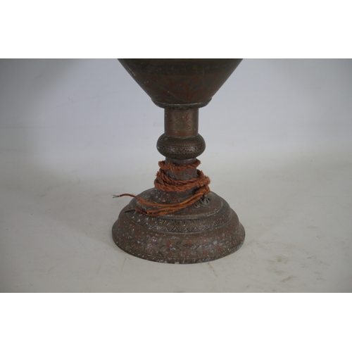 756 - Anglo Indian Brass Vase Converted to Lamp (sold as not working/untested). Height 80cm, Width 30cm (a... 