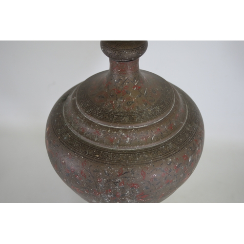 756 - Anglo Indian Brass Vase Converted to Lamp (sold as not working/untested). Height 80cm, Width 30cm (a... 