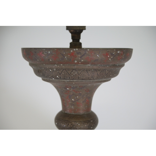 756 - Anglo Indian Brass Vase Converted to Lamp (sold as not working/untested). Height 80cm, Width 30cm (a... 