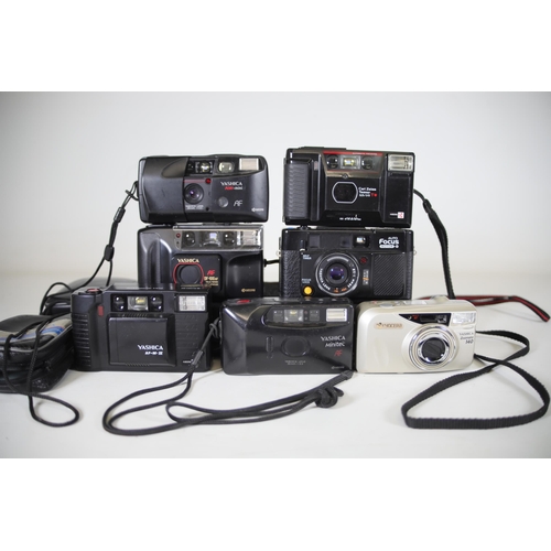 10 - Yashica Compact Cameras:

1. Yashica Aw-Mini AF: Looks okay condition with minor wear present.
2. Ya... 