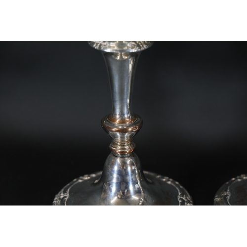 101 - Pair of Hallmarked Silver Plated Candlesticks - 20 cms - Antwerp Belgium Hand Hallmark

These are a ... 