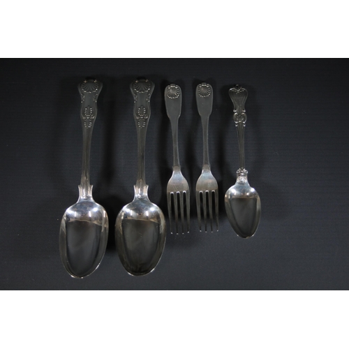 105 - Georgian Silver Spoons A, 1836, W.T (2), Georgian Silver Forks (2) dated M, 1807 William Eley with r... 