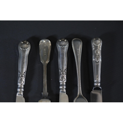 108 - Young Victorian Head Silver Fork and Victorian Silver Knives (Set of 3) with Silver Victorian Fish K... 