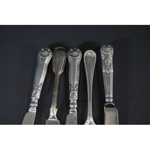 108 - Young Victorian Head Silver Fork and Victorian Silver Knives (Set of 3) with Silver Victorian Fish K... 