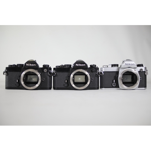 19 - Nikon FM 35mm Film Camera Body x3 - Working Shutters, Viewfinder Cleaning/Replacement Needed for One... 