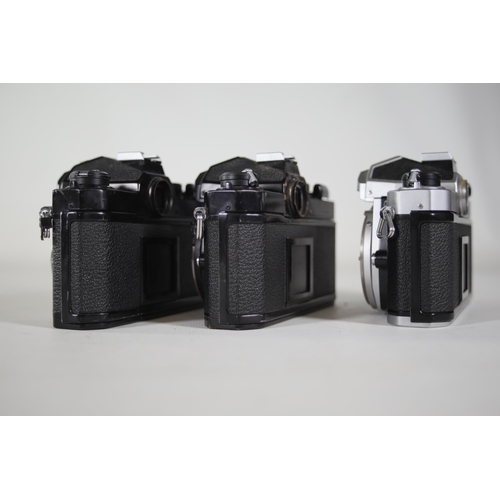 19 - Nikon FM 35mm Film Camera Body x3 - Working Shutters, Viewfinder Cleaning/Replacement Needed for One... 