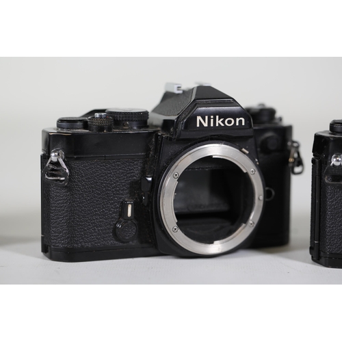 19 - Nikon FM 35mm Film Camera Body x3 - Working Shutters, Viewfinder Cleaning/Replacement Needed for One... 