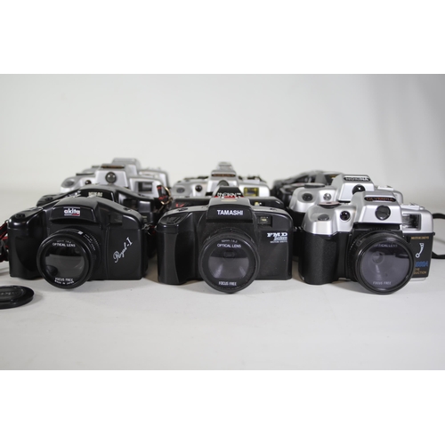 23 - 12 vintage 35mm Cameras names such as olympia nokina prolens. All of these cameras are untested