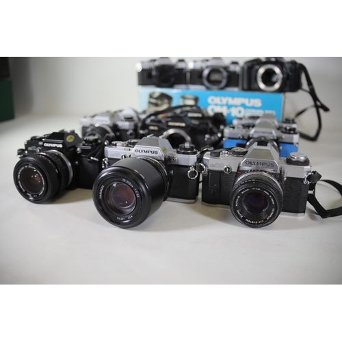 26 - 12 Mixed Lot of Olympus Vintage Film Cameras - OM Series

- 7x Olympus OM-10 (Black and Alloy)
- 1x ... 