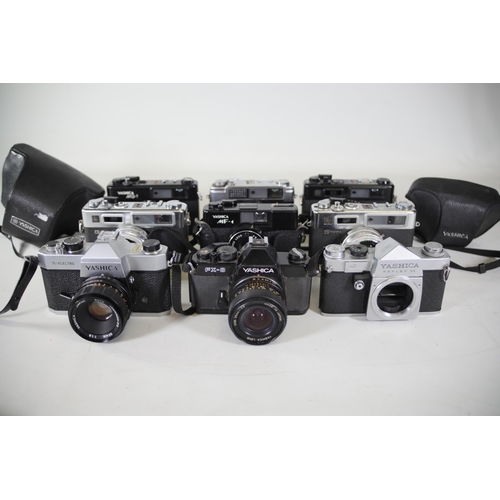 27 - Vintage Yashica Cameras - Yashica MF-1, Yashica Tl-Electro, Yashica Reflex 35 J, 3x Yashica Electro ... 