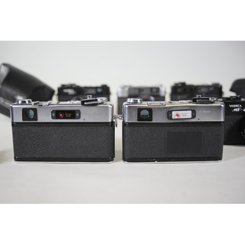 27 - Vintage Yashica Cameras - Yashica MF-1, Yashica Tl-Electro, Yashica Reflex 35 J, 3x Yashica Electro ... 