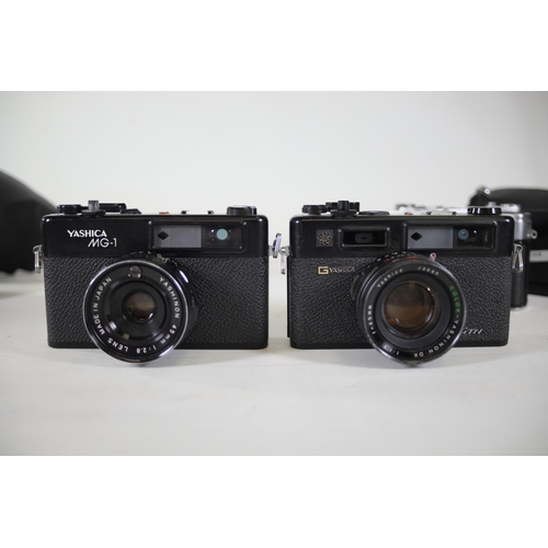 27 - Vintage Yashica Cameras - Yashica MF-1, Yashica Tl-Electro, Yashica Reflex 35 J, 3x Yashica Electro ... 