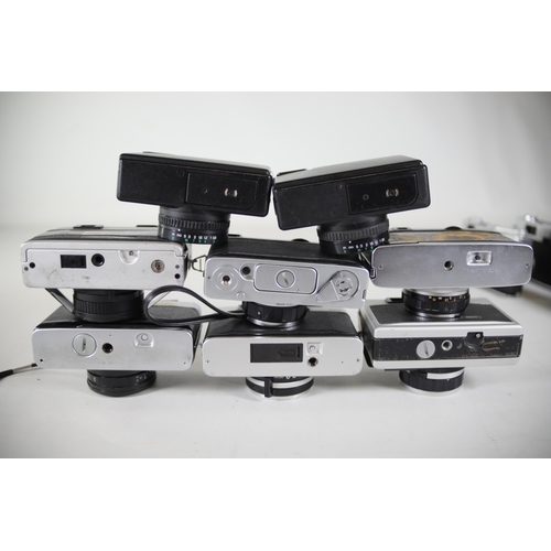 28 - 14 vintage film cameras to include Ricoh 500 GX and others.  Some of the shutters work but some do n... 