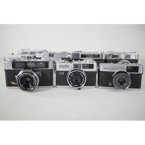 28 - 14 vintage film cameras to include Ricoh 500 GX and others.  Some of the shutters work but some do n... 