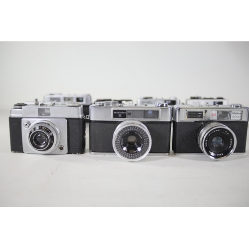 28 - 14 vintage film cameras to include Ricoh 500 GX and others.  Some of the shutters work but some do n... 