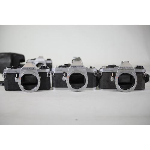 30 - 10 vintage pentax film cameras. Some of the shutters work but some do not and some require bits to c... 