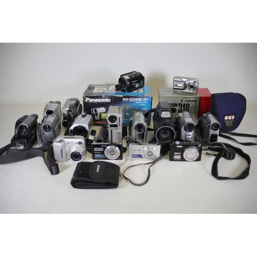 37 - Large Box of Various Untested Video Cameras: Sony Handycam DCR-HC19E PAL, JVC Gr-D340EK, JVC Gr-D250... 