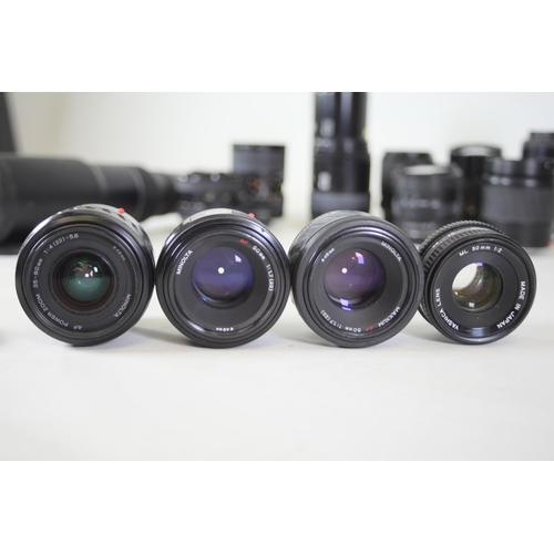 43 - Collection of 22 camera lenses: 
1. MAREP 500m - Fungus present.
2. Minolta AF zoom 70-210mm - Clear... 