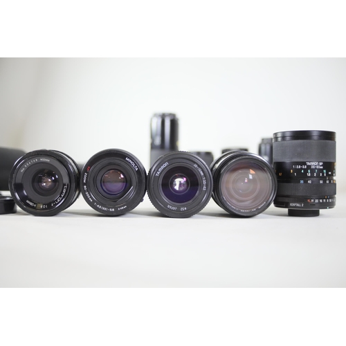 43 - Collection of 22 camera lenses: 
1. MAREP 500m - Fungus present.
2. Minolta AF zoom 70-210mm - Clear... 