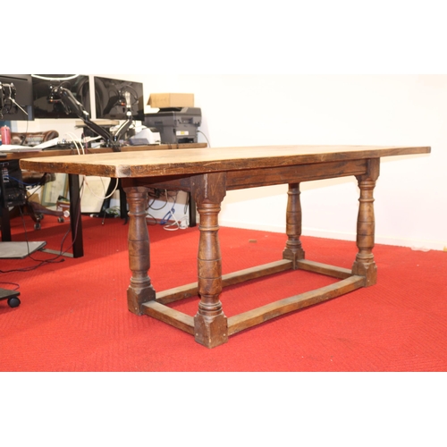 430 - Oak Peg Jointed Refectory Table - First Half 20th Century - Cleated Plank Top - Height 75cm, Depth 7... 