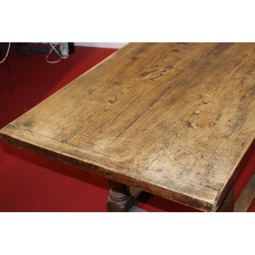 430 - Oak Peg Jointed Refectory Table - First Half 20th Century - Cleated Plank Top - Height 75cm, Depth 7... 