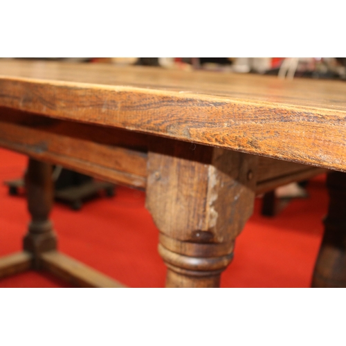 430 - Oak Peg Jointed Refectory Table - First Half 20th Century - Cleated Plank Top - Height 75cm, Depth 7... 