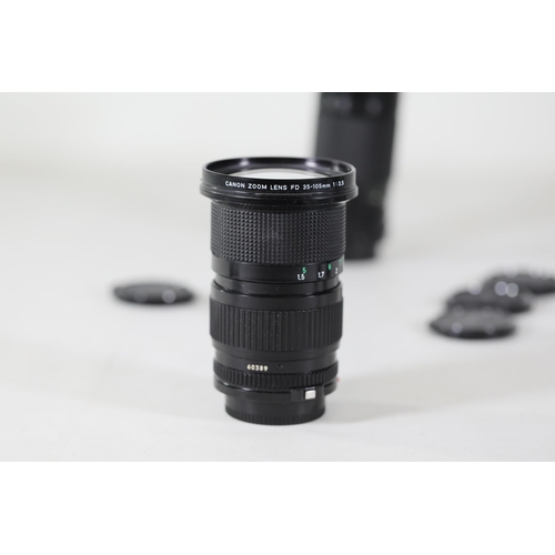 45 - 6 Various Canon Lenses: Canon FD 50mm (sticky blades, internal haze), Canon Lens FD 50mm (fungus pre... 