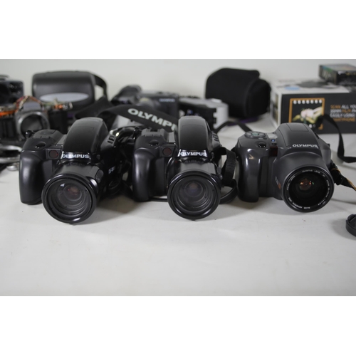 47 - Job Lot Video Cameras and a Camera Lens plus some polaroid style cameras