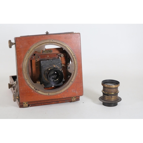 51 - A Selection of Mahogany & Brass Cameras / Lenses, including a 16x12