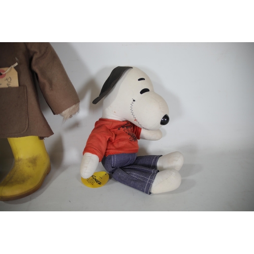 76 - 1 Paddington Bear 1970's and 1 Snoopy 1950's.