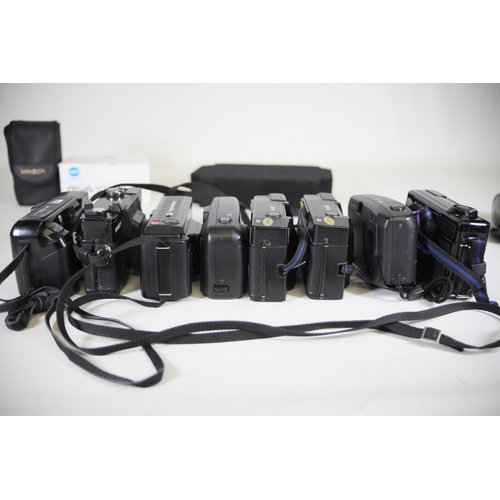 8 - Minolta Compact Cameras x8 Bundle - Hi-Matic AF2-M, Memory Maker 3, Riva 100AF, AF-2 Auto Focus x2, ... 