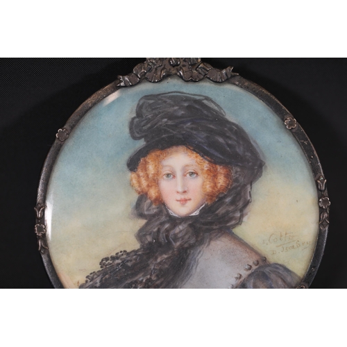 85 - Antique Miniature Portraits Signed J. Cotta Circa 1800 - Two antique miniatures portraits, circa 180... 