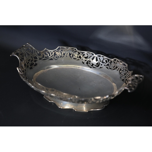 90 - Two Large Silver Hallmarked 1930s Fruit Bowls: 32 cms length, 20 cms wide and 27 cms by 17 cms; Tota... 