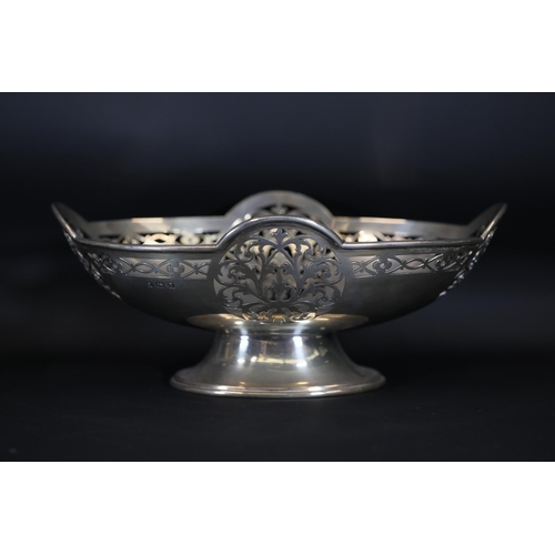 90 - Two Large Silver Hallmarked 1930s Fruit Bowls: 32 cms length, 20 cms wide and 27 cms by 17 cms; Tota... 