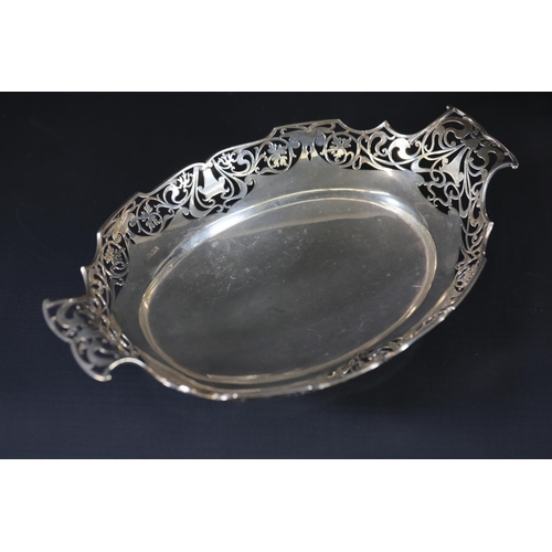 90 - Two Large Silver Hallmarked 1930s Fruit Bowls: 32 cms length, 20 cms wide and 27 cms by 17 cms; Tota... 