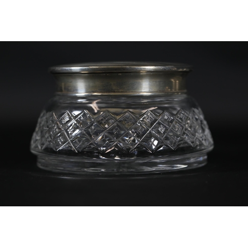 92 - Antique Silver Lidded Glass Pots by Broadway And Co., Detachable Lids, 108 grams each, Size: 13cm wi... 