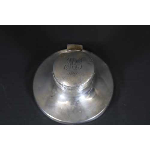 95 - 1911 Hallmarked Silver Inkwell and 4 Additional Silver Items, Total Weight of 172g

One of the items... 