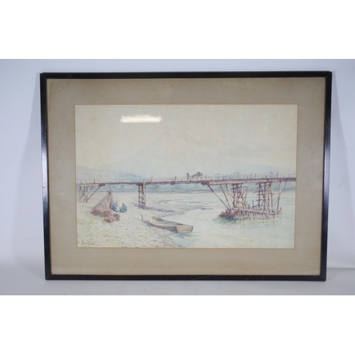 17 - Early 20th Century Framed Chinese Watercolour Painting Was Depicting Riverside Scene  This piece is ... 