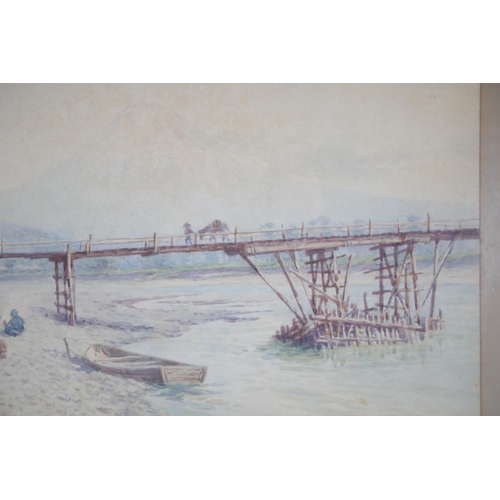 17 - Early 20th Century Framed Chinese Watercolour Painting Was Depicting Riverside Scene  This piece is ... 