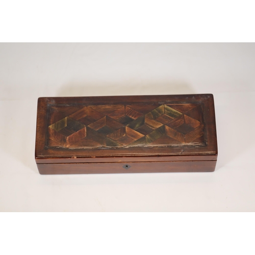 20 - Antique Wooden Box with Intricately Inlaid Lid and Assorted Mother of Pearl Pen Knives Collection  T... 