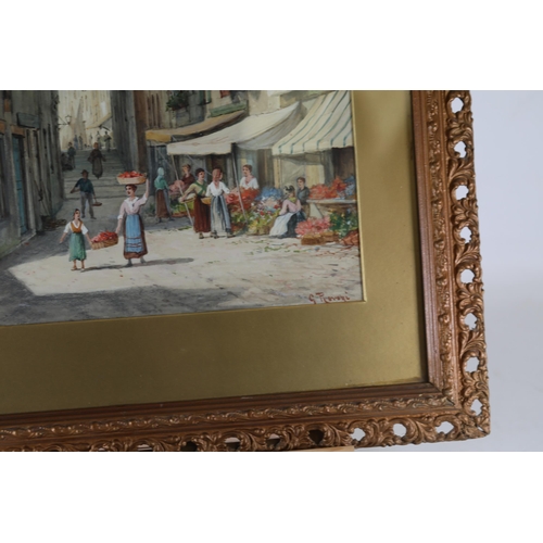 33 - Early 20th Century Italian Watercolour Signed S Roveni in Original Gilt and Gesso Frame (2x)  Dimens... 