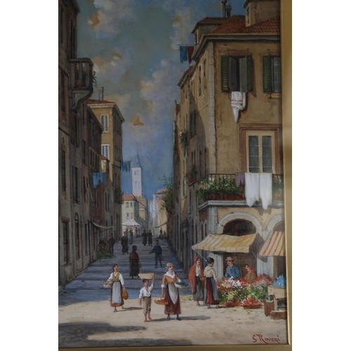 33 - Early 20th Century Italian Watercolour Signed S Roveni in Original Gilt and Gesso Frame (2x)  Dimens... 