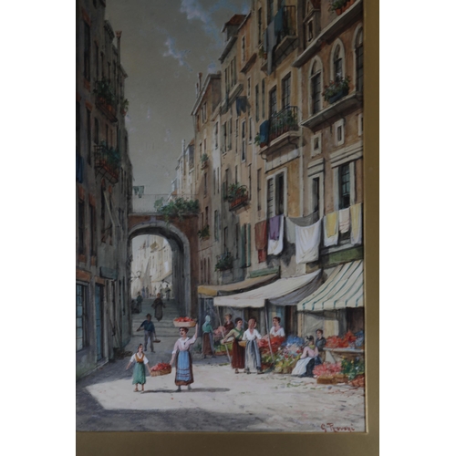 33 - Early 20th Century Italian Watercolour Signed S Roveni in Original Gilt and Gesso Frame (2x)  Dimens... 