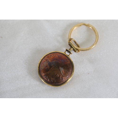 34 - 1960 Australian Penny Pendant in Gold-Coloured Holder  Showcasing the distinctive 1960 Australian pe... 