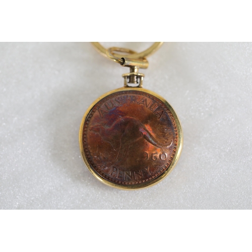 34 - 1960 Australian Penny Pendant in Gold-Coloured Holder  Showcasing the distinctive 1960 Australian pe... 