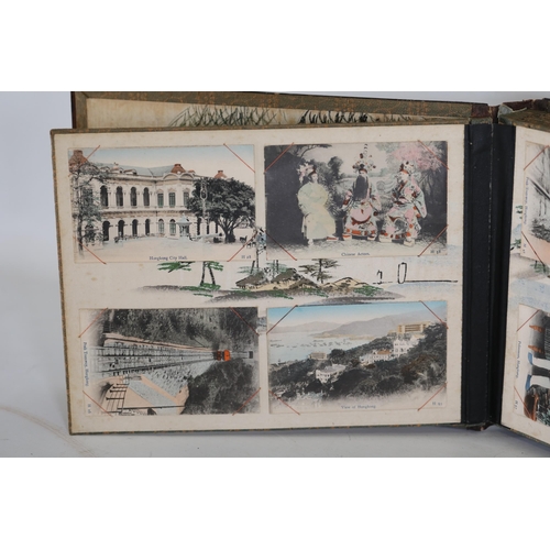 36 - Japanese Lacquer Shibayama Mother of Pearl Album with Ottoman Postcards, circa 1900  This exquisite ... 