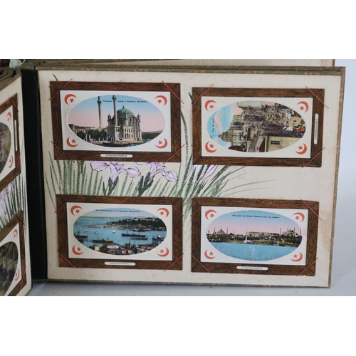 36 - Japanese Lacquer Shibayama Mother of Pearl Album with Ottoman Postcards, circa 1900  This exquisite ... 